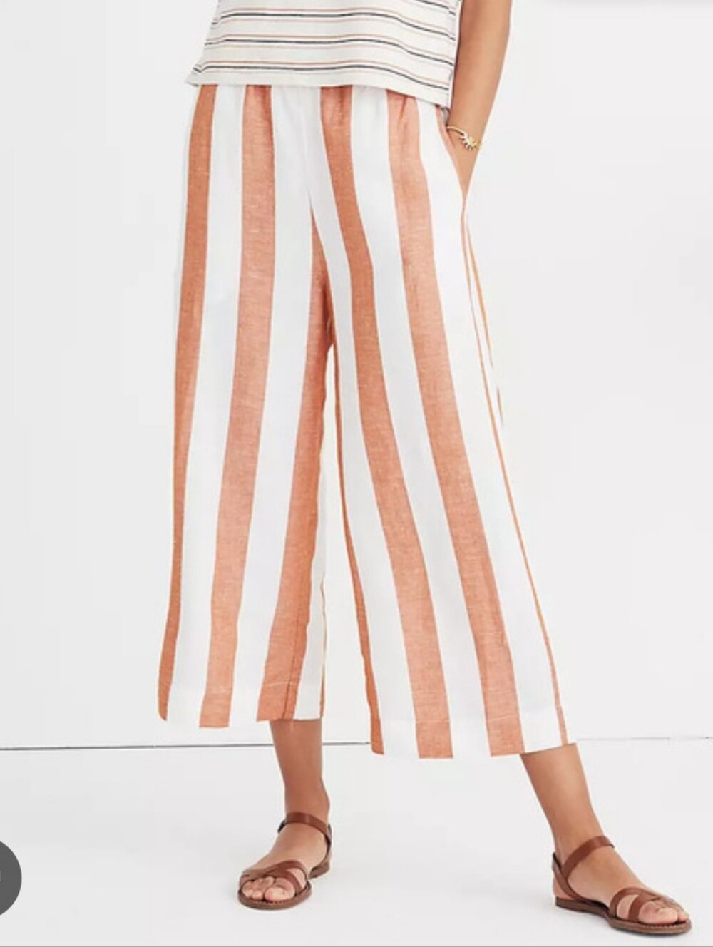 Madewell Cropped Linen Pull On Pants XXS